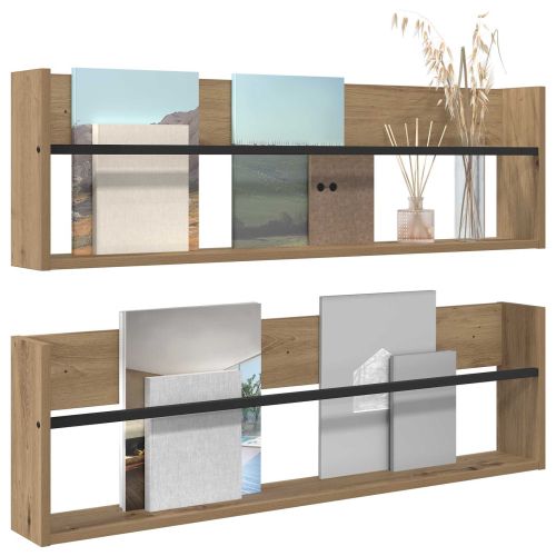 Етажерка за списания 2 pcs Дъб 100 x 12 x 30 см Инженерно дърво