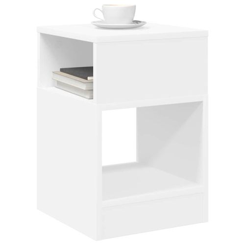 Крайна масичка Бяло 30,5 x 30 x 45 см Инженерно дърво