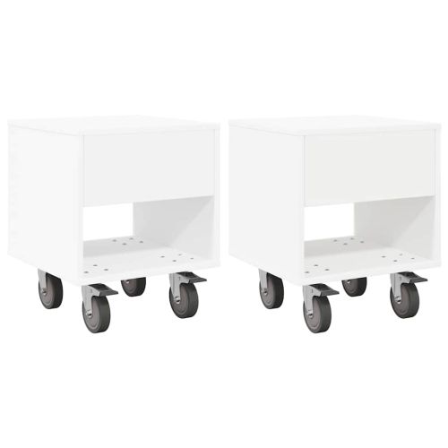 Нощно шкафче 2 pcs Бяло 40,5 x 40 x 48 см Инженерно дърво