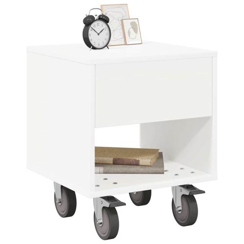 Нощно шкафче 2 pcs Бяло 40,5 x 40 x 48 см Инженерно дърво