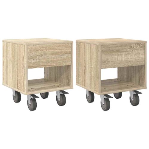 Нощно шкафче 2 pcs Сонома дъб 40,5 x 40 x 48 см Инженерно дърво