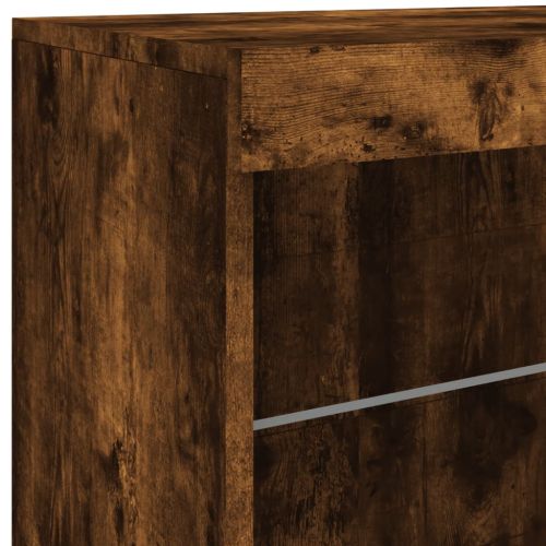 Сайдборд с LED светлини, oпушен дъб, 181,5x37x67 см