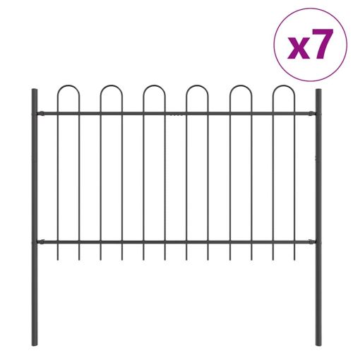 Градска ограда 7 pcs Сив 11,9 x 1,2 м Прахово боядисана стомана