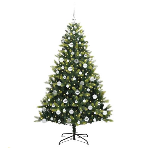 Изкуствен сгъваем коледен дърво с 300 LED светлини Зелен 180 cm