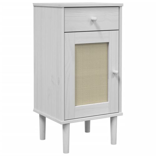 Нощно шкафче SENJA ратанова визия бяло 40x35x80 см бор масив