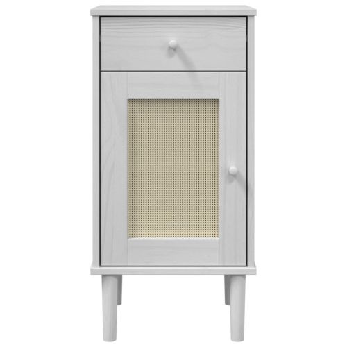 Нощно шкафче SENJA ратанова визия бяло 40x35x80 см бор масив