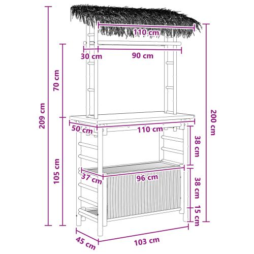Външна бар маса Естествен 110 x 50 x 209 см Бамбук