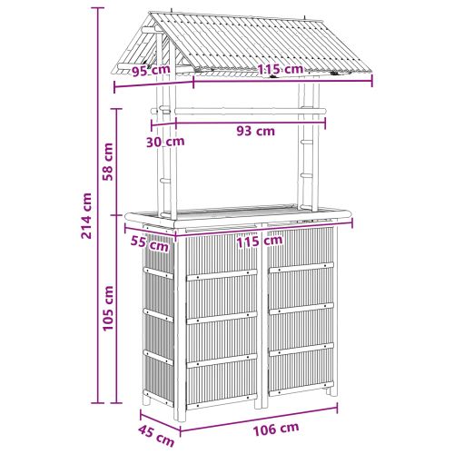 Външна бар маса Естествен 115 x 95 x 214 см Бамбук