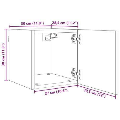 Стенен ТВ кабинет 4 pcs Черен дъб 30,5 x 30 x 30 см