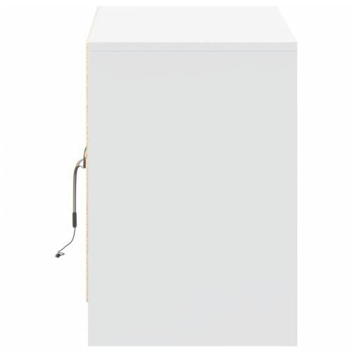 ТВ шкаф с LED, бял, 100x34x50 см, инженерно дърво