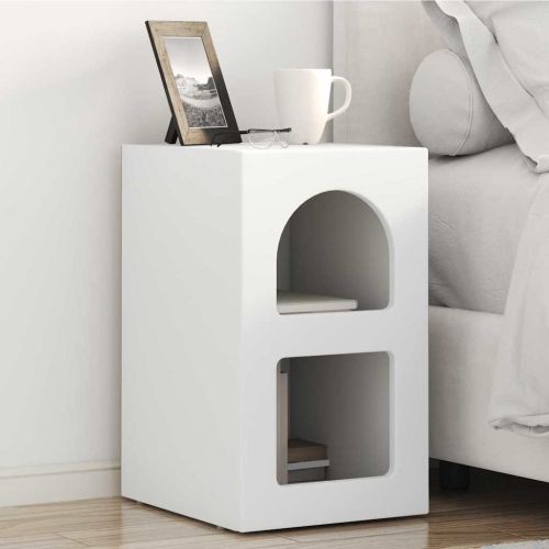 Нощно шкафче Бяло 29.5 x 35 x 50 см Инженерно дърво