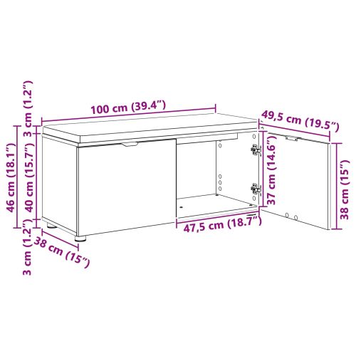 Пейка за коридор с възглавница Бетонно Сиво 100 x 38 x 46 см