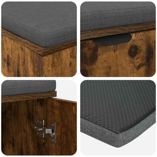 Пейка за коридор с възглавница Пушена Дъб 100 x 38 x 46 см