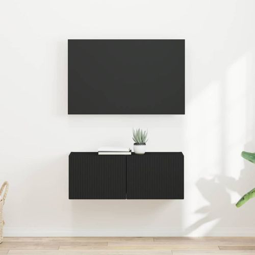 TV стенен шкаф 2 pcs Черно 39 x 31 x 29,5 см Инженерно дърво
