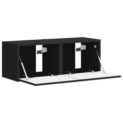 TV стенен шкаф 2 pcs Черно 39 x 31 x 29,5 см Инженерно дърво