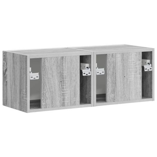 TV стенен шкаф 2 pcs Сив Сонома 39 x 31 x 29,5 см