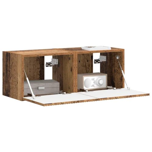 TV стенен шкаф 2 pcs Старо дърво 39 x 31 x 29,5 см