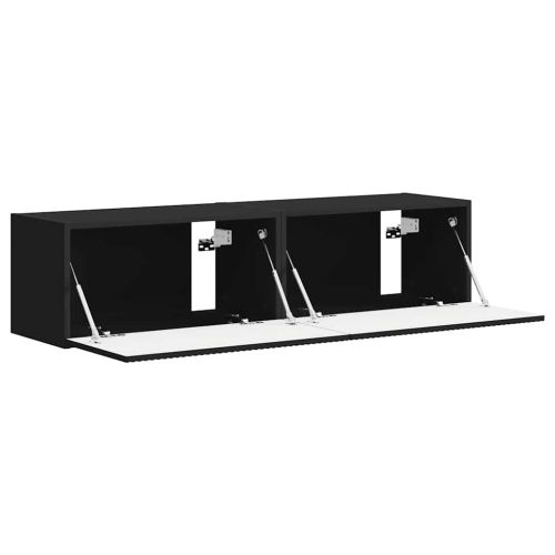 TV стенен шкаф 2 pcs Черно 60 x 31 x 29,5 см Инженерно дърво