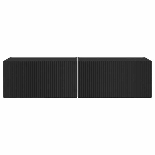 TV стенен шкаф 2 pcs Черно 60 x 31 x 29,5 см Инженерно дърво