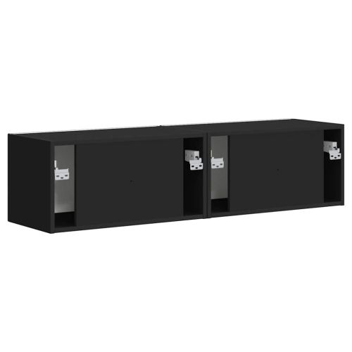 TV стенен шкаф 2 pcs Черно 60 x 31 x 29,5 см Инженерно дърво