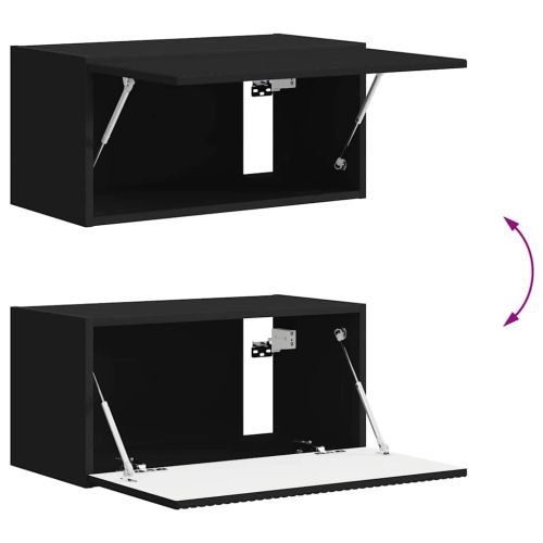 TV стенен шкаф 2 pcs Черно 60 x 31 x 29,5 см Инженерно дърво