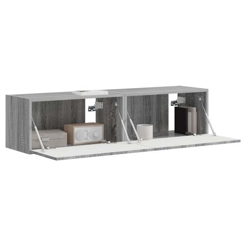 TV стенен шкаф 2 pcs Сив Сонома 60 x 31 x 29,5 см