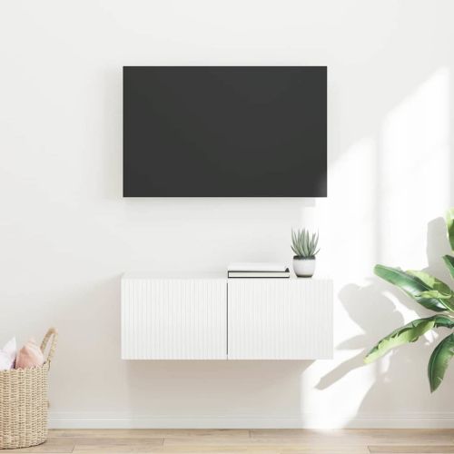 TV стенен шкаф Бяло 78,5 x 31 x 29,5 см Инженерно дърво