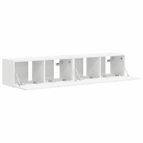 TV стенен шкаф 2 pcs Бяло 78,5 x 31 x 29,5 см Инженерно дърво