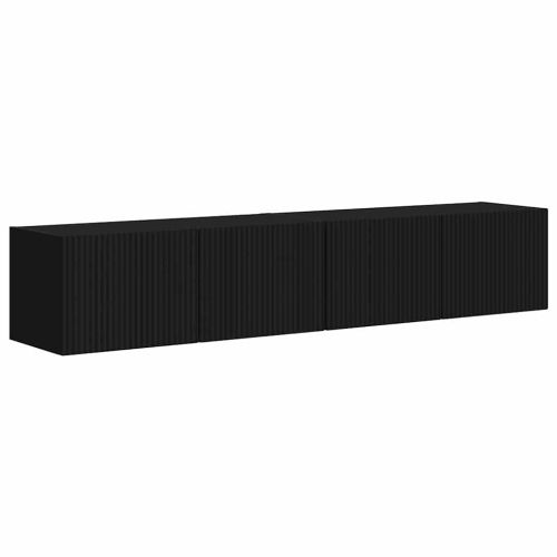 TV стенен шкаф 2 pcs Черно 78,5 x 31 x 29,5 см Инженерно дърво