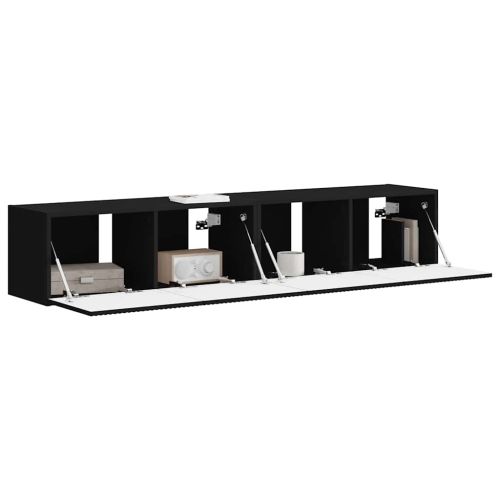 TV стенен шкаф 2 pcs Черно 78,5 x 31 x 29,5 см Инженерно дърво