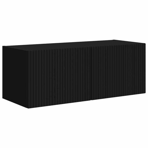 TV стенен шкаф 2 pcs Черно 78,5 x 31 x 29,5 см Инженерно дърво