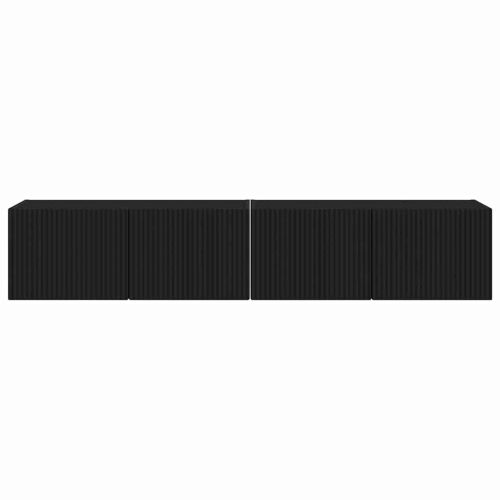 TV стенен шкаф 2 pcs Черно 78,5 x 31 x 29,5 см Инженерно дърво