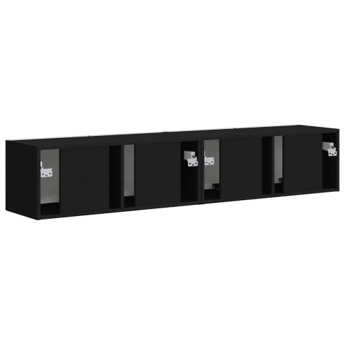 TV стенен шкаф 2 pcs Черно 78,5 x 31 x 29,5 см Инженерно дърво