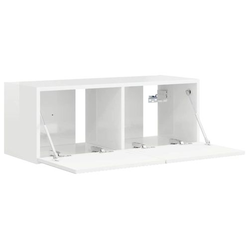 TV стенен шкаф Гланц бяло 78,5 x 31 x 29,5 см Инженерно дърво