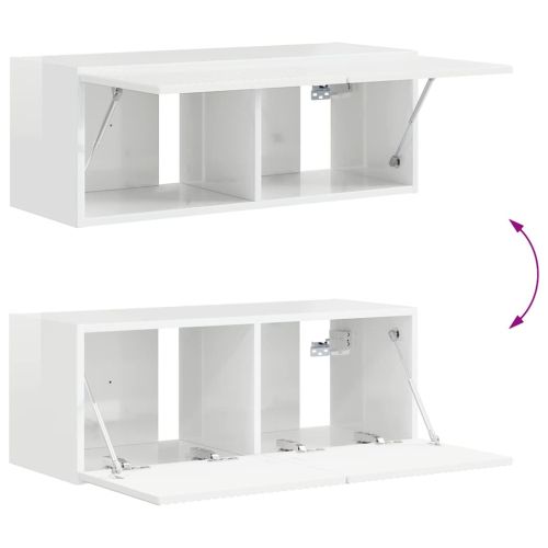 TV стенен шкаф 2 pcs Гланц бяло 78,5 x 31 x 29,5 см