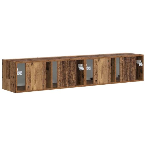 TV стенен шкаф 2 pcs Старо дърво 78,5 x 31 x 29,5 см