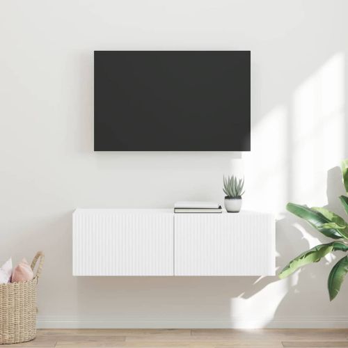 TV стенен шкаф Бяло 98 x 31 x 29,5 см Инженерно дърво
