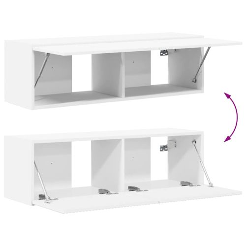 TV стенен шкаф 2 pcs Бяло 98 x 31 x 29,5 см Инженерно дърво