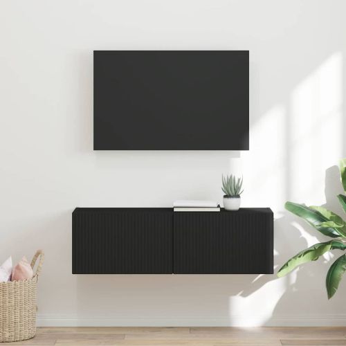 TV стенен шкаф Черно 98 x 31 x 29,5 см Инженерно дърво