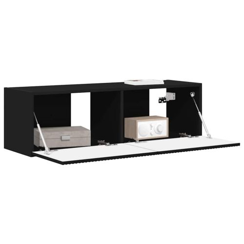 TV стенен шкаф Черно 98 x 31 x 29,5 см Инженерно дърво
