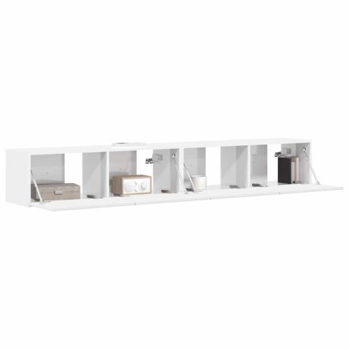 TV стенен шкаф 2 pcs Гланц бяло 98 x 31 x 29,5 см