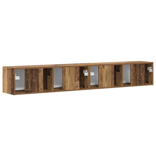 TV стенен шкаф 2 pcs Старо дърво 98 x 31 x 29,5 см