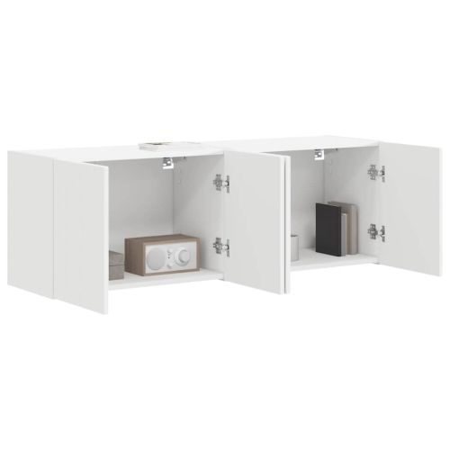 TV стенен шкаф 2 pcs Бяло 59,5 x 31 x 40 см Инженерно дърво