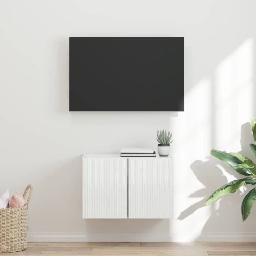 TV стенен шкаф Лъскаво бяло 59,5 x 31 x 40 см Инженерно дърво