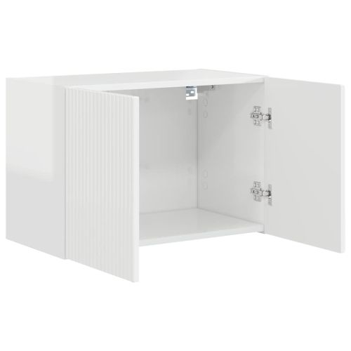 TV стенен шкаф Лъскаво бяло 59,5 x 31 x 40 см Инженерно дърво
