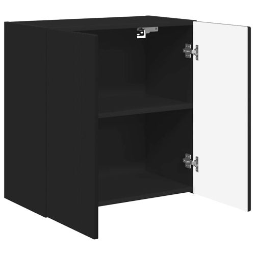 TV стенен шкаф Черно 59,5 x 31 x 60 см Инженерно дърво