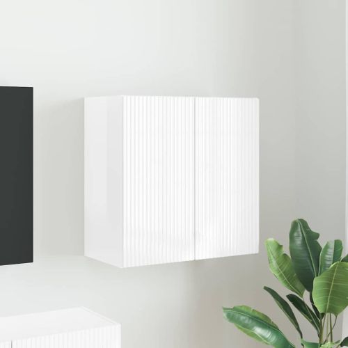 TV стенен шкаф Лъскаво бяло 59,5 x 31 x 60 см Инженерно дърво