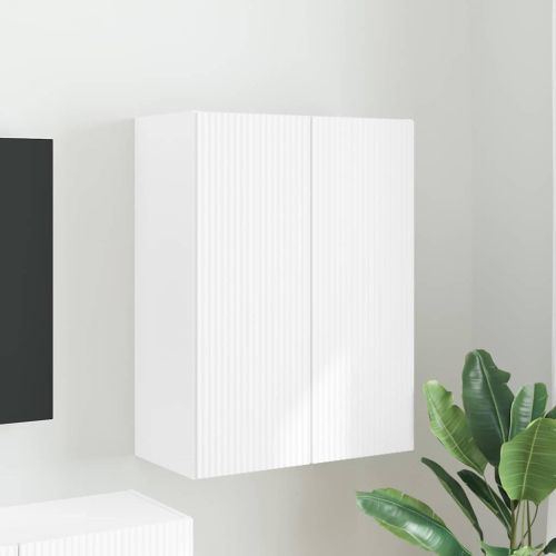 TV стенен шкаф Бяло 59,5 x 31 x 80 см Инженерно дърво