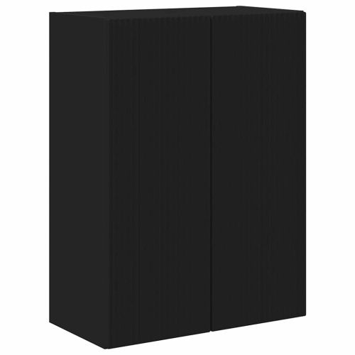 TV стенен шкаф Черно 59,5 x 31 x 80 см Инженерно дърво