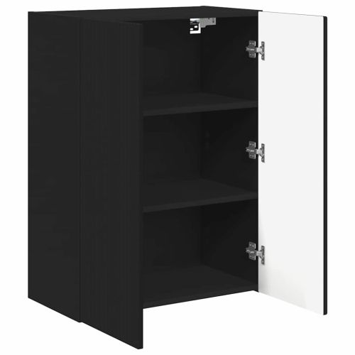 TV стенен шкаф Черно 59,5 x 31 x 80 см Инженерно дърво